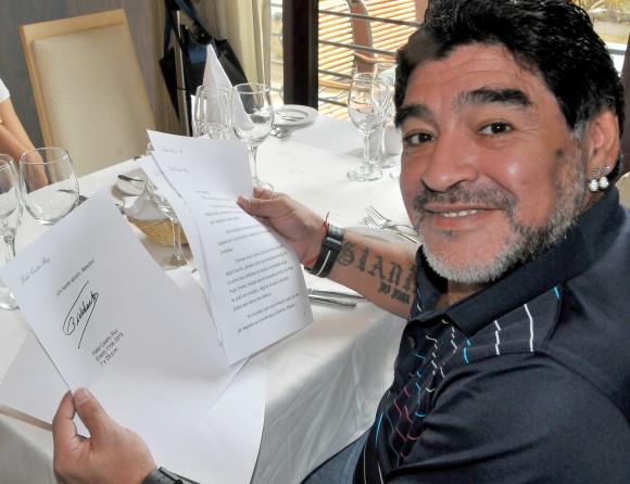 Carta de Fidel Castro Ruz a Diego Armando Maradona,  12 de enero de 2015. Foto: Ricardo López Hevia