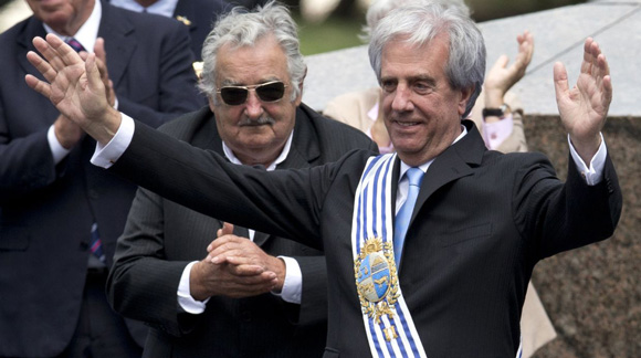 Tabare Vazquez y Jose "Pepe" Mujica. Foto: AP