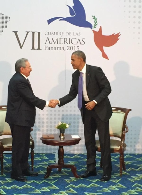 REunión Raúl y Obama