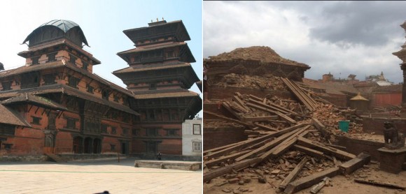 El viejo Palacio Real de Katmandú quedó totalmente destruido, luego de que un sismo de magnitud 7.8 en Nepal, esta estructura pertenecía a una de las joyas arquitectónicas del país. Foto: Noticias 24