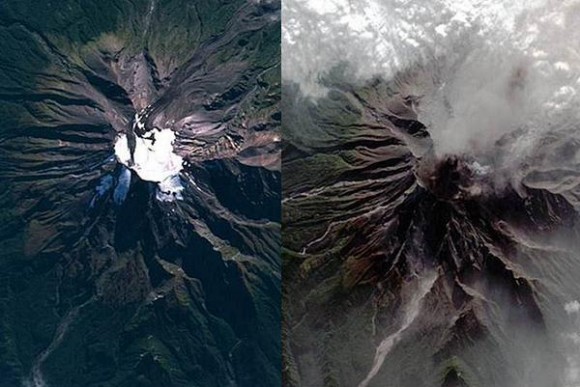 Imágenes del Volcán desde el espacio. Foto: NASA