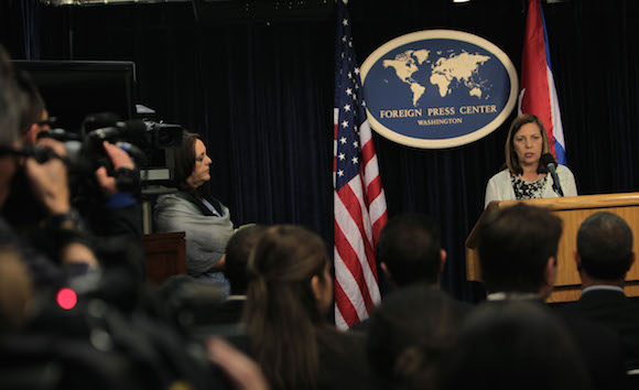 Josefina Vidal en conferencia de prensa en Washington. Foto: Ismael Francisco/ Cubadebate