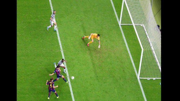 Luis Suárez anotó el segundo gol del barcelona  en la Final de la Champions, 6 de junio de 2015. Foto: AFP