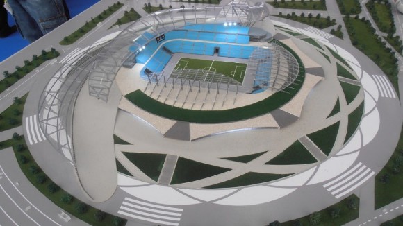 Maqueta del Estadio de Rostov del Don, una de las sedes de Rusia 2018.