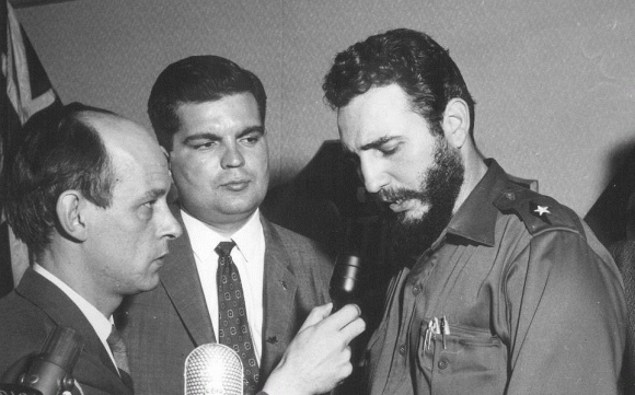 El ingeniero Charles Dupras -en el centro-,  presidente de la Cámara Junior de Montreal, invitó y fue el anfitrión de Fidel Castro en Canadál en abril 1959. Foto: Archivo de Charles Dupras