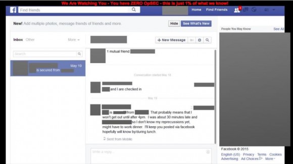 Una de las páginas de Facebook hackeadas por piratas informáticas del EIIL. 11 de agosto de 2015