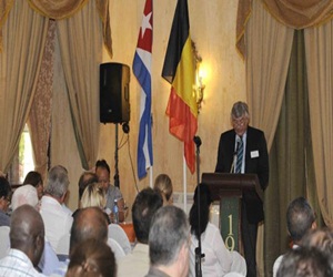 Guy Bultynck, presidente de la Cámara Belgo-Luxemburguesa, en foro de negocios efectuado en el Hotel Nacional de Cuba.