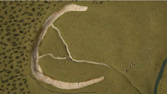 Simulación digital del  monumento prehistórico hallado en Gran Bretaña. Vista aérea. Foto: PA