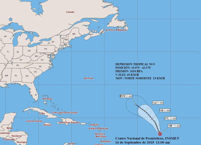 Una nueva depresión tropical se ha formado cerca del Caribe. Foto: Instituto de Meteorología