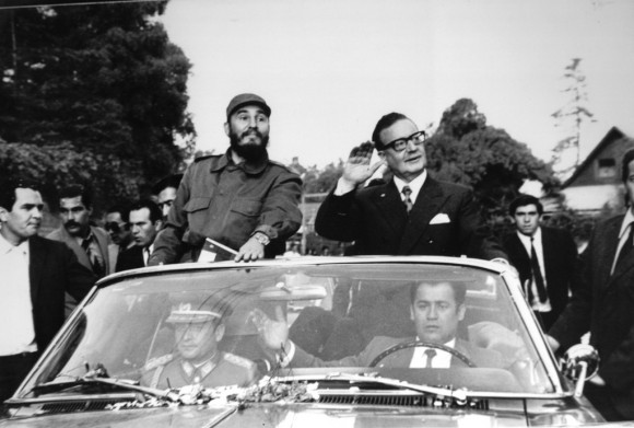 Fidel y Allende durante la visita a Chile en 1971. Al volante Patán. Foto: Cortesía del Entrevistado