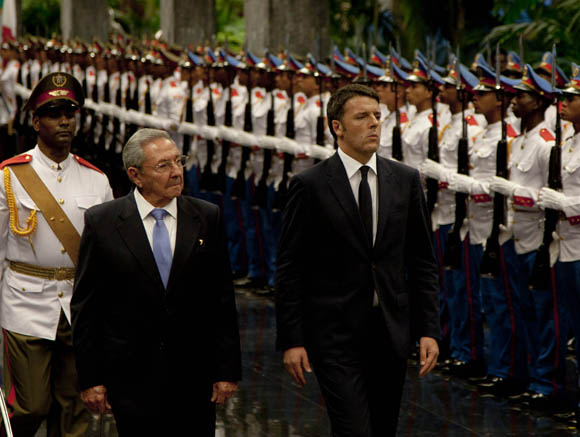 Recibe Raúl Castro a Primer Ministro italiano. Foto: Ismael Francisco/Cubadebate