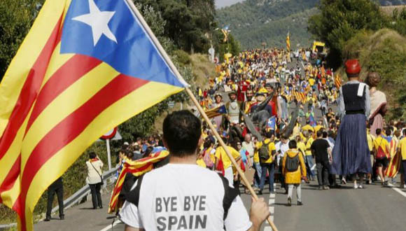 Manifestación independentisrta en Cataluña.