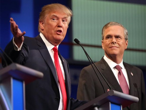 Jeb Bush y Donald Trump en el debate del Partido Republicano. Foto: AP