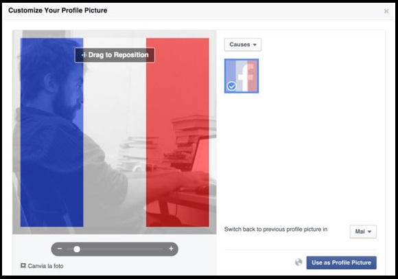 foto de perfil de facebook con filtro de bandera francesa