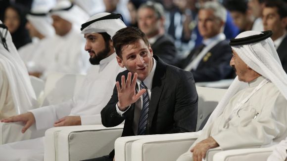 Leo Messi gana el Globe Soccer Award. Foto: EFE.