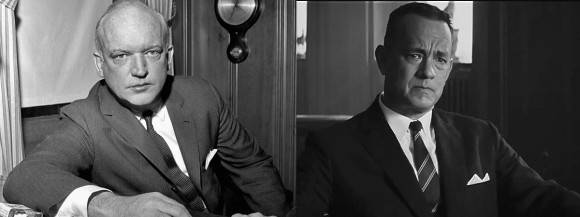 El James Donovan real y Tom Hanks como Donovan en “El puente de los espías”.