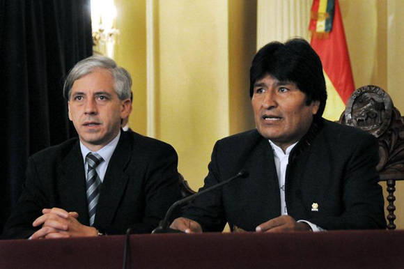Álvaro García Linera y Evo Morales. Foto: Tomada de www.telam.com.ar