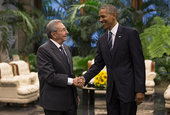 Recibimiento oficial de Raúl a Obama en el Palacio de la Revolución. Foto: Ismael Francisco/Cubadebate.