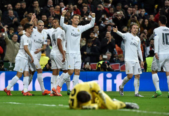 Cristiano celebra el primero del club blanco. Foto: AFP