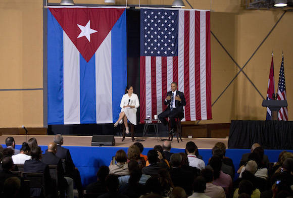 El Presidente Barack Obama interviene en el Foro de Negocios Cuba-EEUU. Foto: Desmond Boyland/ Ap