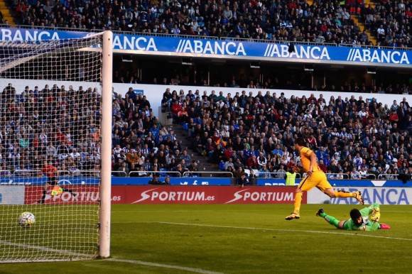 Luis Suárez en su cuarto gol. Foto: Getty Images
