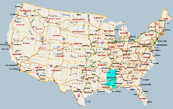 Misisipi, señalado en azul, es uno de los estados más al sur de EE.UU. y tendría grandes posibilidades de comercio con Cuba, según Engage Cuba. 