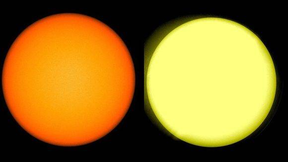 Imagen de la NASA que muestra como el amarillo característico del sol se ha degradado. Foto: NASA.