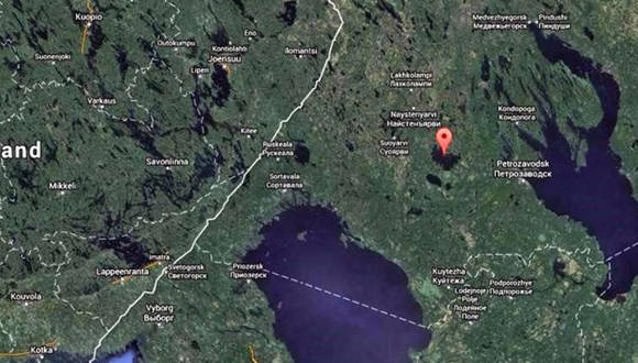 Los botes se voltearon durante una tormenta en el Lago Syamozero, 120 kilómetros al este de la frontera con Finlandia. Foto: tomada de Google Maps