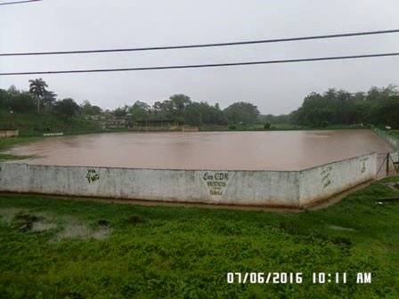 Estadio de béisbol de San Juan inundado. Foto: Tomada del sitio en Facebook de Francisco Valdés Alonso