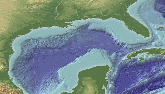 Imagen en 3D del Golfo de México. Foto: Archivo.