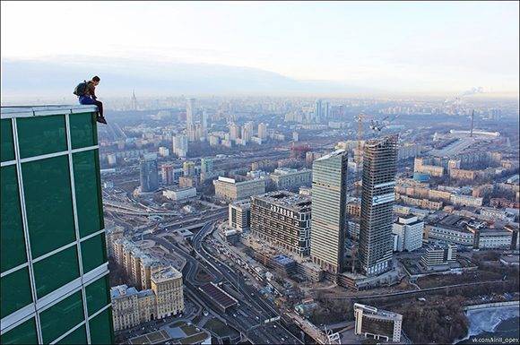 En la azotea de una torre del Centro Internacional de Negocios de Moscú.