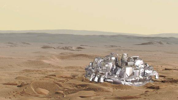 Imagen virtual del módulo de ExoMars en la superficie de Marte. Imagen: ESA