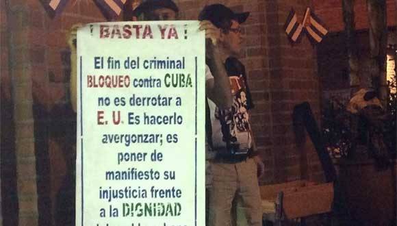 Desde Colombia también llegan voces contra el Bloqueo. Foto: Facebook Kenia Serrano.