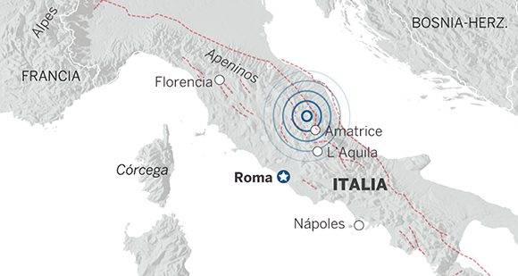 El epicentro de los terremotos se localizó en la zona central de Italia.