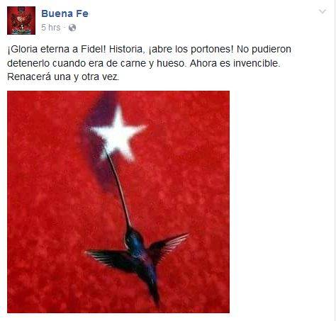 Captura de pantalla del sitio oficial de Buena Fe en Facebook.