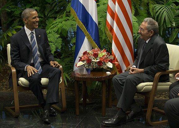 Recibimiento oficial de Raúl a Obama en el Palacio de la Revolución. Foto: Ismael Francisco/Cubadebate.