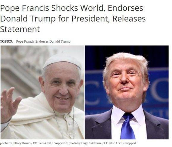 Uno de las noticias más compartidas fue la que aseguraba que el papa Francisco apoyaba al candidato republicano Donald Trump. Foto: La Vanguardia.