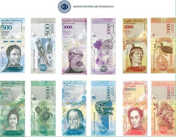 Los nuevos billetes que entrarán en circulación. Foto: Banco Central de Venezuela.