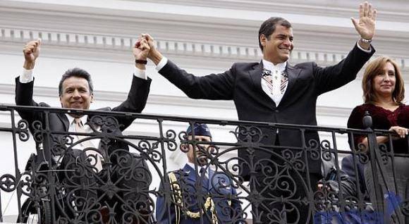 Lenín Moreno (izq) junto a Rafael Correa. Foto: Presidencia de Ecuador/ Andes.