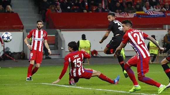 Football Soccer - Bayer Leverkusen v Atletico Madrid - UEFA Champions League Round of 16 First Leg - BayArena, Leverkusen, Germany - 21/2/17 Bayer Leverkusen's Karim Bellarabi scores their first goal  Reuters / Wolfgang Rattay Livepic