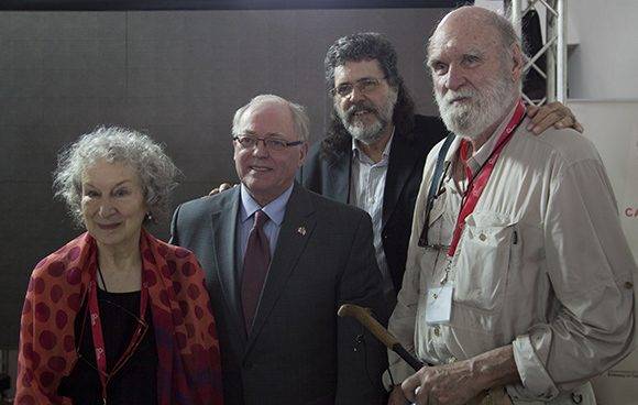 Margaret Atwood, George Furey, Abel Prieto y Graeme Gibson. Foto: Ladyrene Pérez/ Cubadebate.