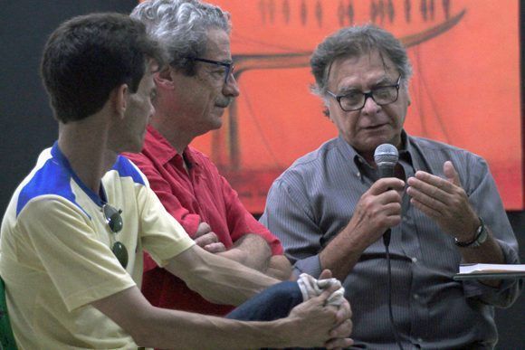 Abel Rodríguez (Guionista), Fernando Pérez (Director) y Raúl Pérez Ureta (Director de Fotografía), en conferencia de prensa. Foto: Daylén Vega / Cubadebate