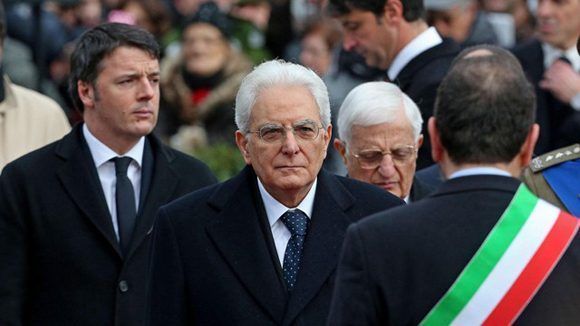 Al centro, el presidente de Italia, Sergio Mattarella. Foto: EFE.