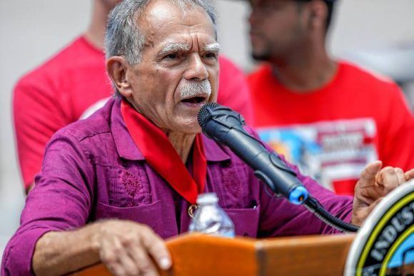 Oscar Lopez Rivera, controversial activist for Puerto Rican independence, speaks June 22, 2017 during a Holyoke neighborhood celebration in his honor.