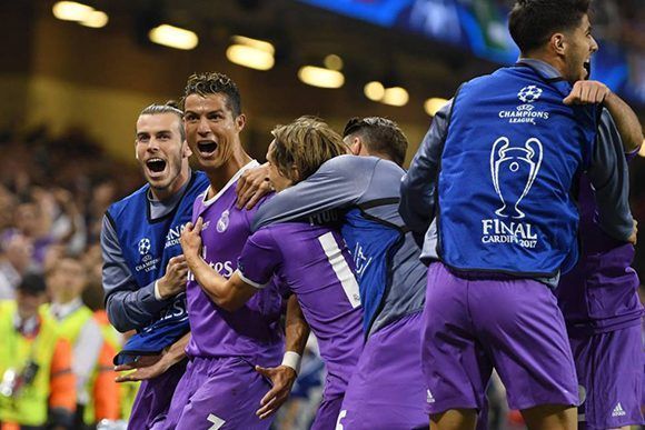 Cristiano Ronaldo celebra su doblete en la final de Champions. Foto: Getty.