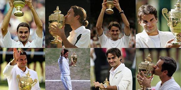 Roger Federer, campeón de Wimbledon por octava ocasión.