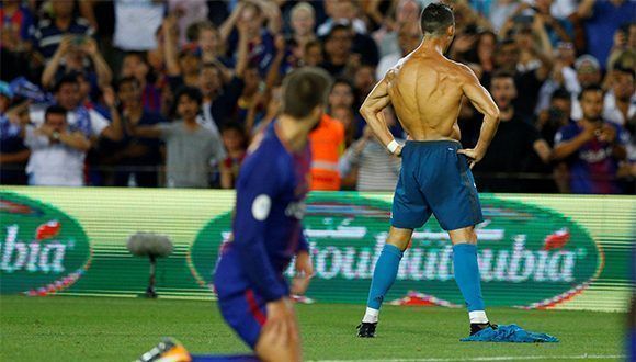 Cristiano celebra su golazo ante el Barcelona. Foto: Agencias.