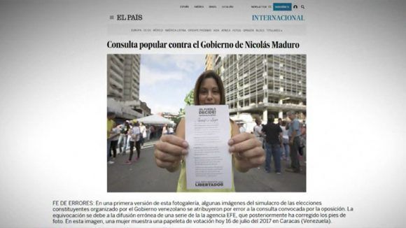 'El País' de España obligado a desmentir información sobre el plebiscito opositor de Venezuela. Foto tomada de Russia Today.