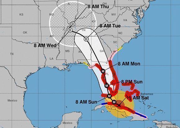 Trayectoria actualizada de Irma. Imagen: NOAA.