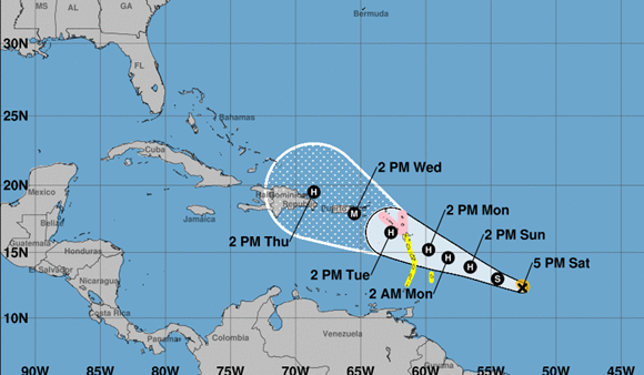 Tormenta tropical María se convertirá en huracán en los próximos días.